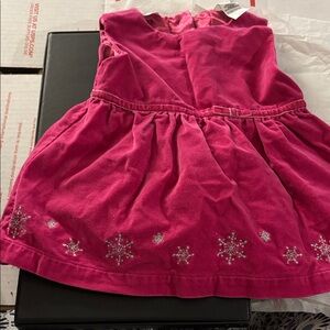 Small Wonders Pink velvet lined Kids Dress with Snowflake Design 6-9 months